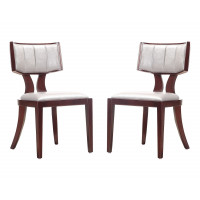 Manhattan Comfort DC001-SV Pulitzer Silver and Walnut Faux Leather Dining Chair (Set of Two)